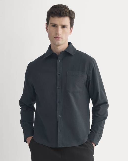 Brushed Flannel Shirt | Heathered Navy