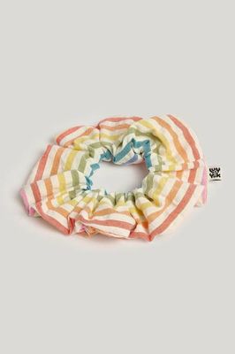 Mimmi - Oversized Seersucker Scrunchie in Vintage Rainbow Stripe