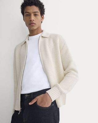 Honeycomb Sweater Jacket | Heathered Oat