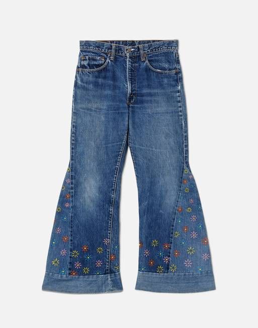 70s Big E Single Stitch Embroidered Flared 505 Levi's -#35