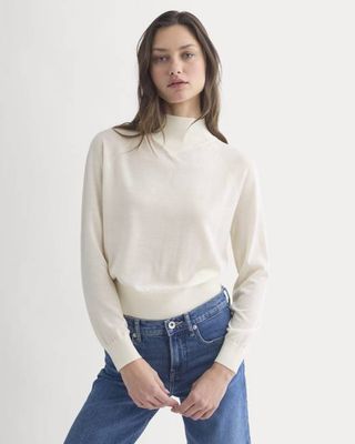 Mockneck Sweater In Ultrafine Merino | Bone
