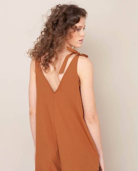 Penelope Organic Cotton Jumpsuit In Coffee