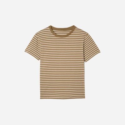 The Box-Cut Tee in Essential Cotton | Olive / Tan | No Pocket