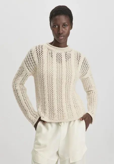 Cable knit sweater relaxed made of pure organic cotton