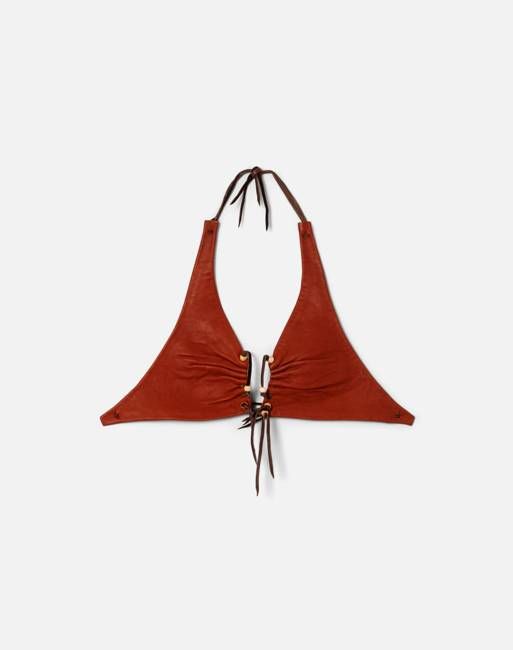 70s Leather Bikini Top -#1258
