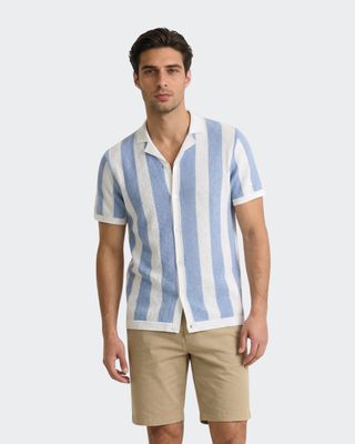 Ocean Breeze Stripe Flatknit Camp Shirt