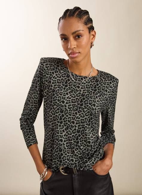 Shae Printed Jersey Crew Neck Top