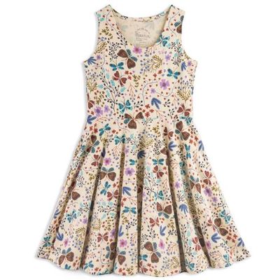Girls Organic Cotton Sleeveless Twirl Dress: Botanical Floral