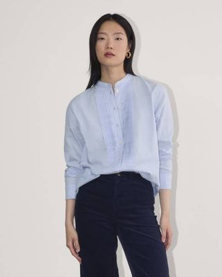The Tuxedo Shirt in Silky Cotton | Light Blue