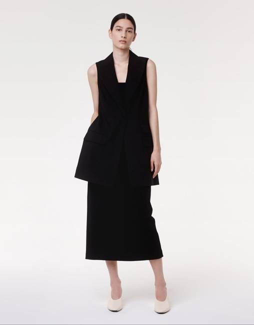Belted Tailored Vest | Black