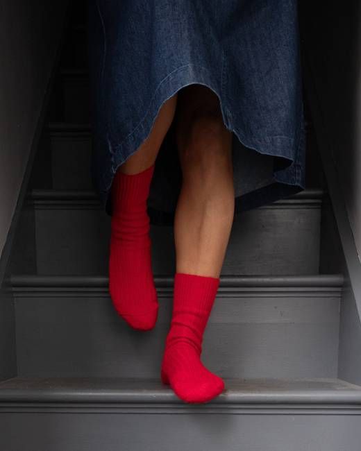 Red Alpaca Walking Socks