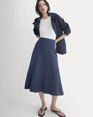 Seamed Midi Skirt | Navy