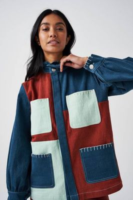 Pablo Denim Jacket Patch in Dark Rust, Teal & Washed Mint