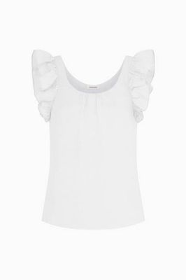 The Jeanne Ruffled Top in white