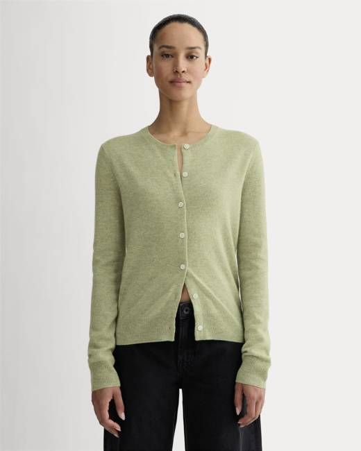 The Classic Cardigan in Cashmere | Light Heathered Moss