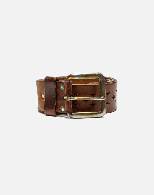 70s Cutout Leather Belt -#1015