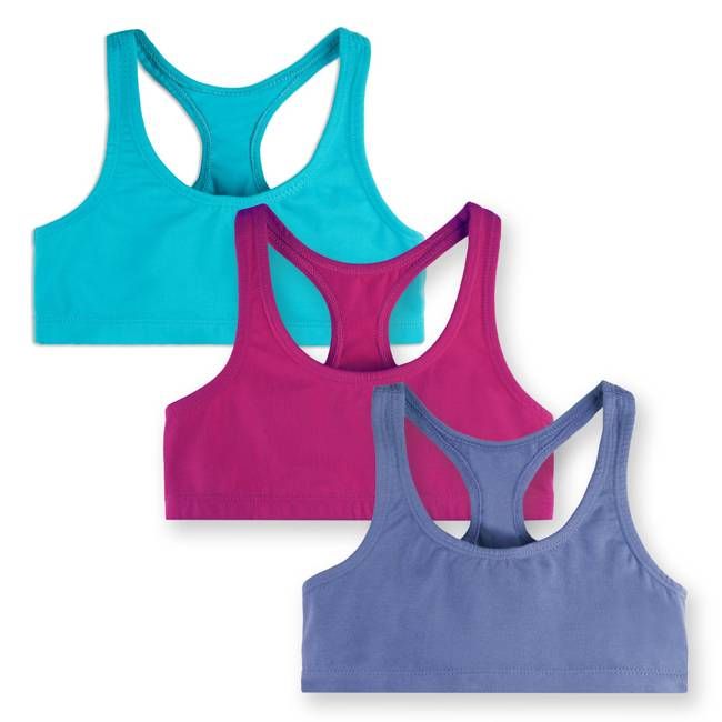 Girls Bras: Organic Cotton Racerback 3 Pack