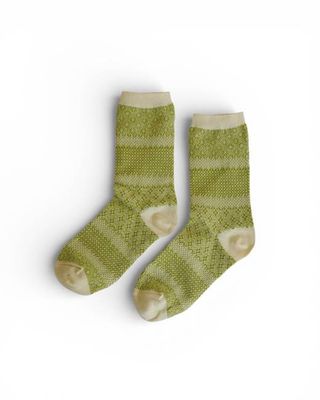 Cotton Linen Jacquard Socks in Dappled Sunlight