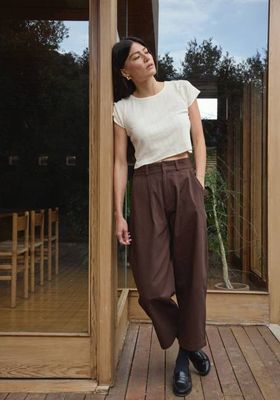 Ana Crop Trouser Walnut Twill