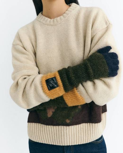 Green mohair knit Maggie gloves