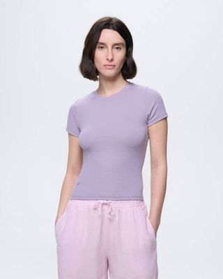 Rippstrick-T-Shirt für Damen—Dusty Mauve
