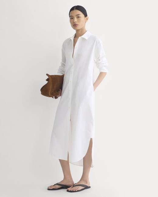 Midi Shirtdress in Ultrasoft Cotton | White