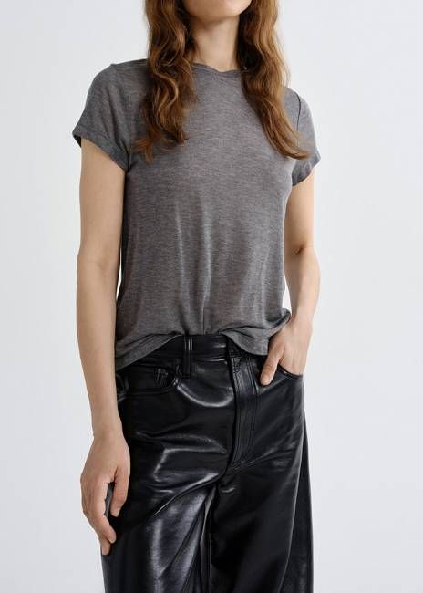 Long Line Adine Tee (Tencel Jersey) in Grey Heather