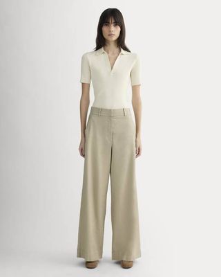 The Wide-Leg Pant in Stretch Linen | Trench Coat Khaki