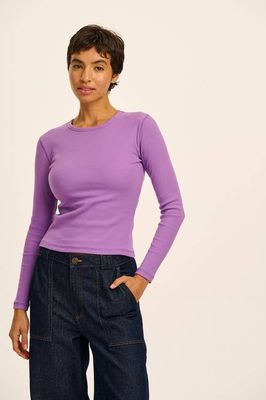 Grayson - Long Sleeve Cotton T-Shirt in Lavender