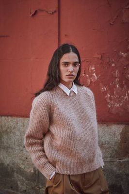 AGNÈS Raglan-Pullover aus Merino-Mohairwolle - Hellrosa