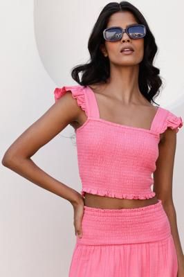 Bryony Cheesecloth Top | Pink Lemonade