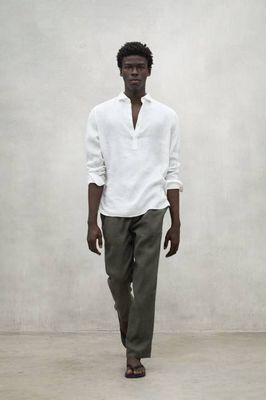 KHAKI ETHIC LINO TROUSERS