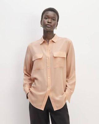 The Utility Shirt in Washable Silk | Blush Pink
