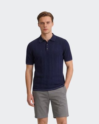 Midnight Elegance Flatknit Cotton Polo