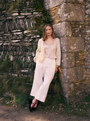 Bramley Trousers in Pearl Linen & English Lace