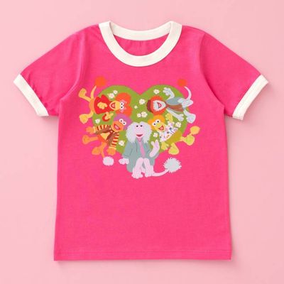 GRAPHIC Ringer Tee - Fraggle Rock Heart Bright Pink