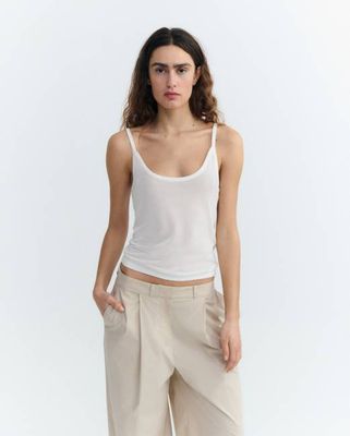 Top transparentes ecrufarbenes Strickoberteil Dim