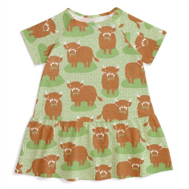 Milwaukee Dress - Highland Cows Green