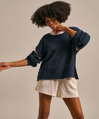 Strickoberteil mit offener Nahtschicht