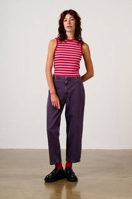 Rue - Cotton Rib Tank Top in Pink & Red Stripe