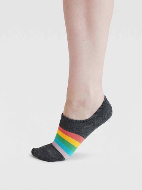 Womens Dina Rainbow Bamboo No-Show Socks - Dark Grey Marl