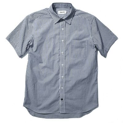 The Short Sleeve California in Navy Stripe Poplin