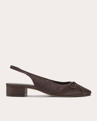 The Ballet Slingback Heel | Deep Brown Satin
