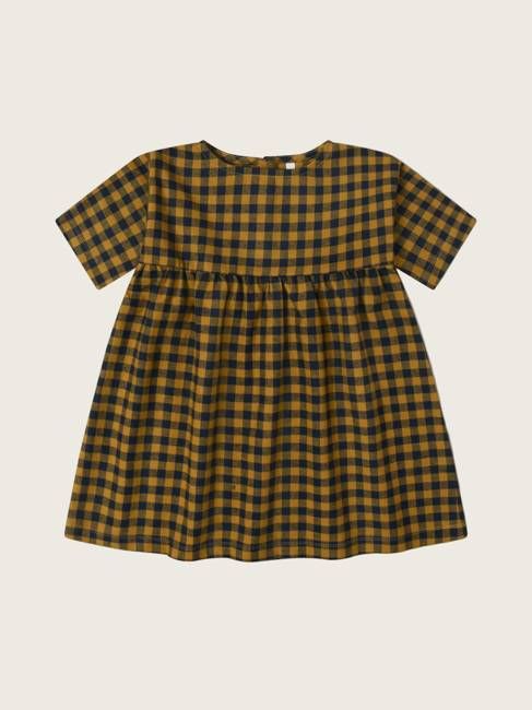 Blueberry Gingham Gather Dress