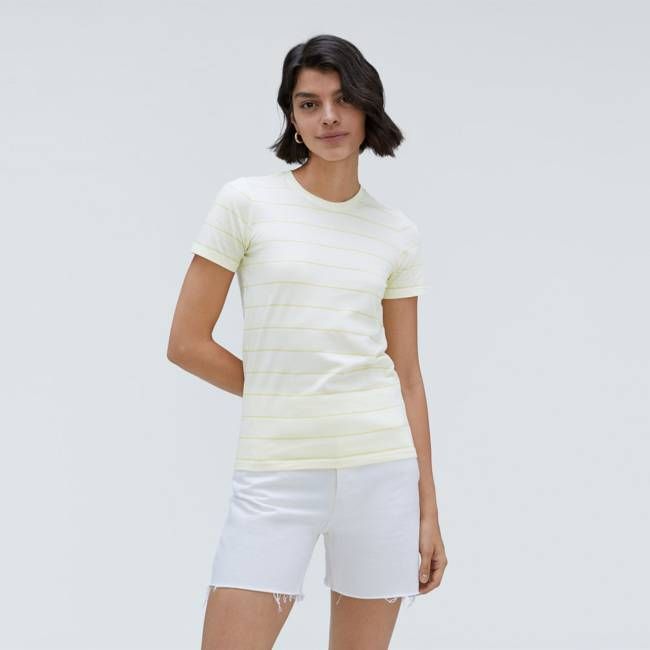 The Organic Cotton Crew Tee | Pastel Yellow / White