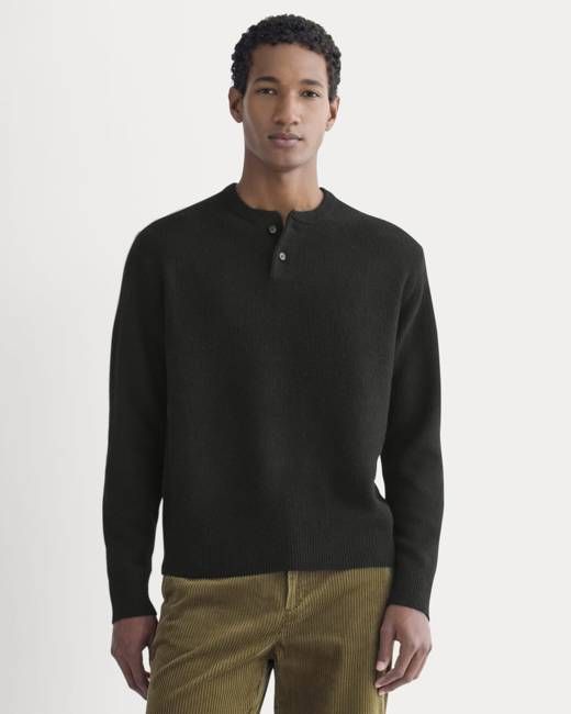 Henley in Wool Cashmere |  Black