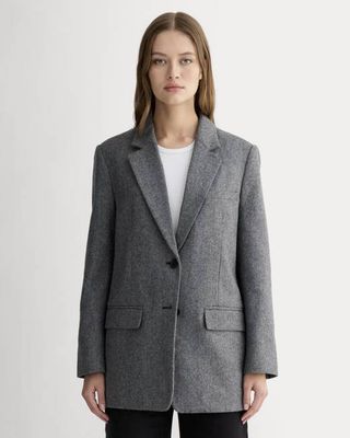 The Oversized Blazer in Wool | Grey Herringbone