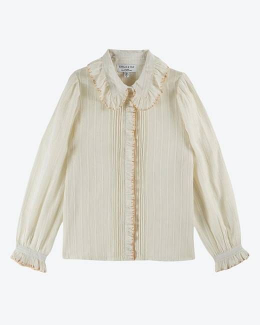 Emile & Ida Cream Embroidered Collar Blouse