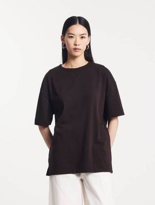Classic Cotton Oversized T-Shirt Bitter Chocolate