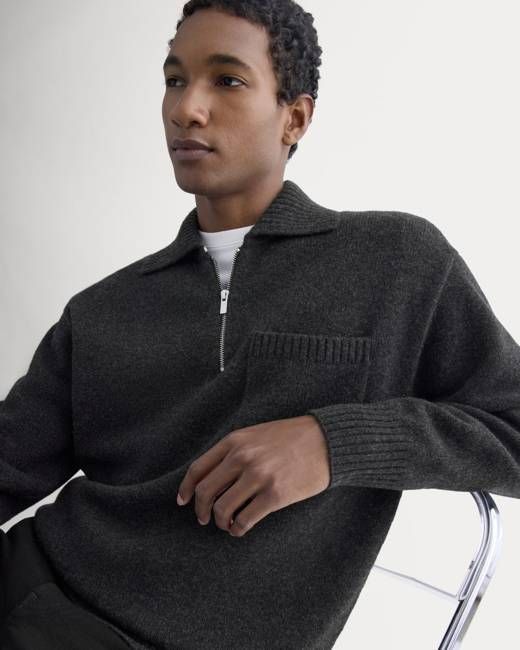 Luxe Merino Quarter-Zip Pullover | Heathered Black